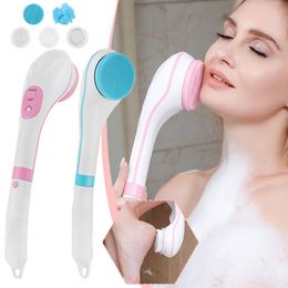 Cleaning Brushes 5 In 1 Electric Body Clean USB Rechargeable Long Handle Massage Silicone Bath Cleaner 230407