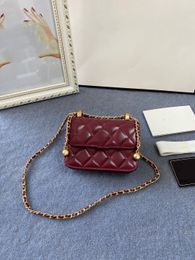 12CM Spiegelqualität Mini Square Flap Bag Designer Damen Echtleder zwei goldene Kugeln Klassische schwarze Geldbörse gesteppte Hangbags