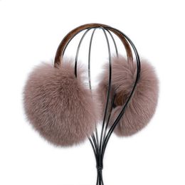 Ear Muffs Full Piece 100% Real Fox Fur Women's Winter Earmuffs Ear Warmer Ear Protection Girl's Ear Muffs Headwear 231109