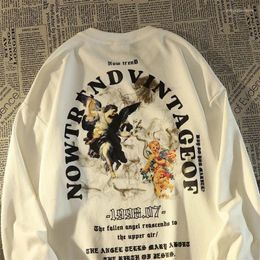 Women's Hoodies Hip Hop Retro Goth Angel Badge Graphic Oversized Sweatshirt Thicken Fleece Winter Pullover Loose Street Y2K Top Harajuku