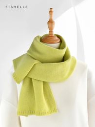 Scarves Fresh green wool small scarf women autumn winter warm knitted solid color scarves luxury kids adults christmas year gifts 231108