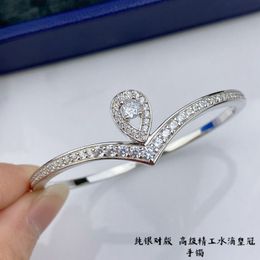 top quality dupe brand 925 sterling silver crown crystal cuff bangle for women charming bracelets