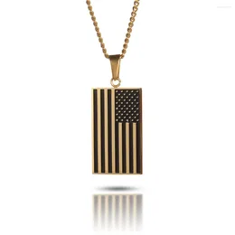 Pendant Necklaces 1pc 60cm Vintage Stainless Steel American Flag Tag Link Chain Necklace For Women Men Luxury Hip Hop Jewellery Gifts