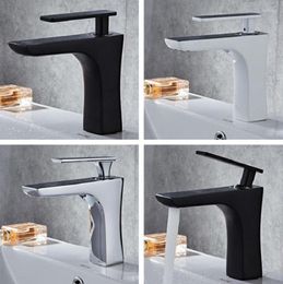 Bathroom Sink Faucets Brass 3 Colours Single Handle Mixer Tap Bath /Cold Water Hole Kitchen Basin Faucet Deck Mounted