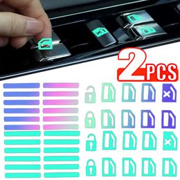 New 1/2pcs New Colourful Luminous Car Button Stickers Window Lift Switch Decals Car Interior Stickers Suitable for Various Models