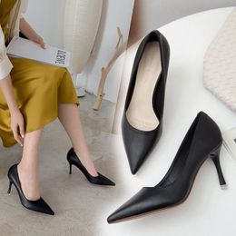 Dress Shoes Spring 2023 Single Pointed Thin Red High Heels Professional Women's Black Work