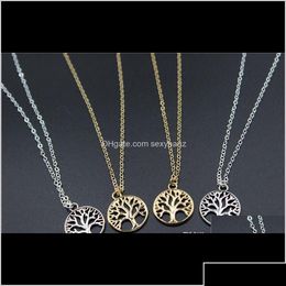 Pendant Necklaces Pendants Vintage Tree Of Life Antique Sier Gold Plated Charm Necklace Peace Trees Sweater Chain Fine J Drop Delive Dhtxo