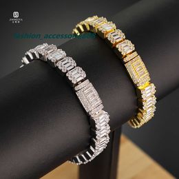 JWY Hip Hop Jewellery Luxury Bracelet14K Gold Plated Moissanite Zircon Tennis Chain Iced Out Men Bracelet