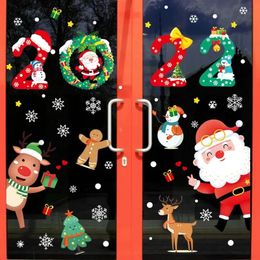 Adhesive Stickers Christmas Decoration Shopping Mall Glass Window Christma Tree Electrostatic Sticker Happy Year 231110
