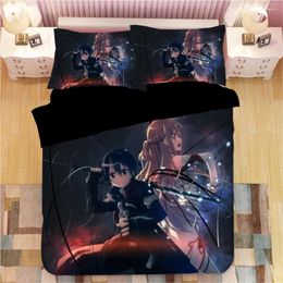 Bedding Sets 3D Sword Art Online Set Duvet Covers Pillowcases Anime Kirito Kirigaya Comforter Bed Linen