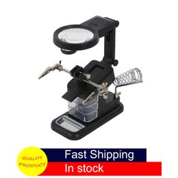 Magnifying Glasses Welding Magnifying Glass with LED Light 3X 4.5X 25X Lens Auxiliary Clip Loupe Desktop Magnifier Third Hand Soldering Repair Tool 230410