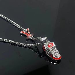 Brand Shoe Shoes Designer Pendant Necklaces Womens Mens Retro Vintage Hip Hop Goth Book Moissanite Chain Choke Red Diamond Necklace Jewellery Box Packing