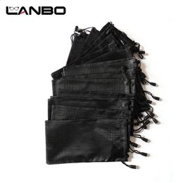 Sunglasses Cases LANBO 100 pcslot Glasses Case Soft Waterproof Plaid Cloth Sunglasses Bag Glasses Pouch Black Color Wholesale Good Quality S11 231109