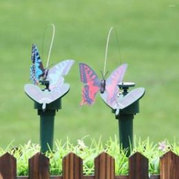 Garden Decorations Vibration Solar Power Flying Butterfly Dancing Fluttering Butterflies Decor Decoration