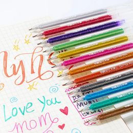 Colors/Set Glitter 1.0MM Gel Pens Set For School Office Journals Drawing Doodling Art Markers Promotion Pen