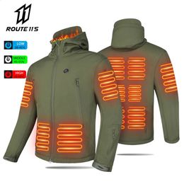 Men's Jackets Heated Jacket Winter Motorcycle Hooded Jacket Men Women 7 Zone USB Electric Heating Thermostatic Camping Warm Jacket Washed 231109