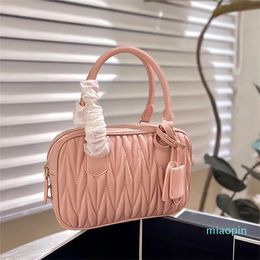 2024-Designer leated bag Bowling bags Pillow handbag Fashion Tote girls shoulder crossbody bag with long strap