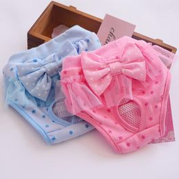 Dog Apparel Bow Lace Pet Physiological Pants Cotton Diaper Sanitary For Female Shorts Briefs Costume
