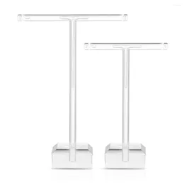 Jewelry Pouches TOPBATHY 2pcs Acrylic Earrings Stand Holder T-Shape Ear Studs Display Rack Organizer (Transparent) Showcase