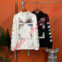 High version hooded sweatshirt jacket Autumn/Winter Ow brand design coat new elements Colour big arrow print men and women's fashion loose hoodie