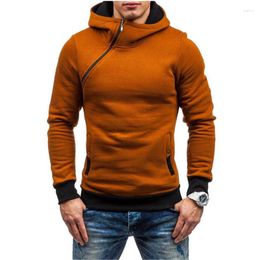 Men's Hoodies Fashion Shoulder Slant Zipper Hooded Sweatshirt Men Long Sleeve Thickened Warm Hoodie Male Autumn Winter Sports Casual