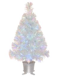 Christmas Decorations 60cm Iridescent Mini Fibre Optic Tabletop Artificial Tree with LED lights Silver Base Xmas Table Top 231110