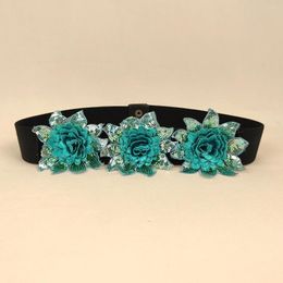 Belts 2023 Design 3 Flower Spring Summer Elastic Belt Women Decorative Dress Dance Performance Fashion Stretch Waist Cover 65-85cm