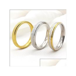 Band Rings Stainless Steel Gilded Frosted Ring Punk For Men And Women General Jewelry Valentines Day Gift Drop Delivery Dhgarden Dhbyp