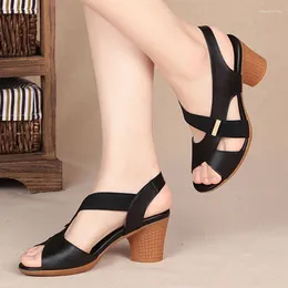 Sandals 2023 Women's Summer Shoes Comfortable High Heels Open Toe Non-slip Soft Bottom Mother Slip On