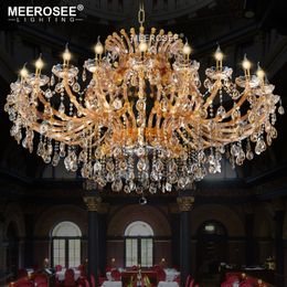 Luxurious Amber Crystal Chandelier Lighting Maria Theresa large Pendant Light for Hotel Project Restaurant Lustres Luminaria Home Lamp