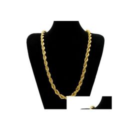 Chains Mens Hip Hop Gold Necklace 1Cm Coarse Gold-Plated Twisted Rope Drop Delivery Jewellery Necklaces Pendants Dhw41