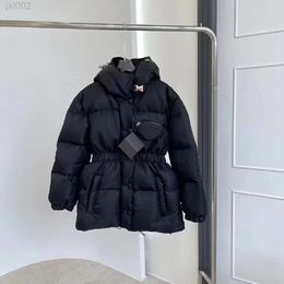 Parkas Coats Designer Ppdda prda Correct Version 2023 Winter New p Family Triangle Bag Letter Emblem Black Waist Down Coat