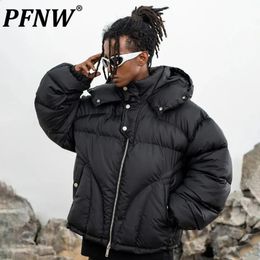 Men s Down Parkas PFNW Niche Design Tech Wear Parka Jackets Hooded Male Padded Coats High Street Solid Colour 2023 Winter Stylish 28W1900 231110