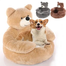 kennels pens Soft Pet Bed Winter Warm Cute Bear Hug Cat Sleeping Mat Plush Large Puppy Dogs Cushion Sofa Comfort Pet Supplies 231109