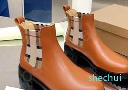 Italy Luxury Brand Womencalfskin Ankle Boot Designer Ms House Striped boots With Box