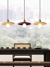 Pendant Lamps Creative Study Bedroom Lamp Walnut Hand-carved Dining Room Home Stay Retro Versatile Solid Wood Light