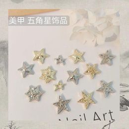 Nail Art Decorations 10pcs Silver Gold Star Alloy Nails Accessories Multi Design Jewellery Charms 3D Parts DIY Japanese