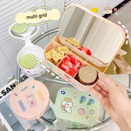 Jewellery Pouches Case Large Capacity Multi Grid Ring Make Up Box Desktop Storage Cosmetic Mirror Organiser