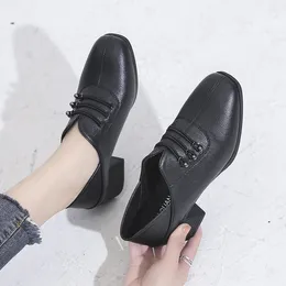 Dress Shoes Retro Small Leather For Women In 2023 Autumn Thick Heel Shallow Mouth Lefu Versatile Two Wear High Single