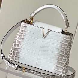 10A Retro Mirror Quality Designer Bag Houlder Women Crobody Crocodile Texture High-end Genuine Leather Hand . 1th