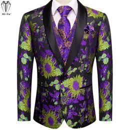 Mens Suits Blazers HiTie Luxury Suit Vest Shawl Collar Tuxedo Sleeveless Jacket Waistcoat Tie Hanky Cufflinks Male Groom Oversized 231110