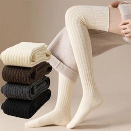 Women Socks Winter Stockings Sexy Fashion Snow Solid Colour Tight Thickened Loops Inner Warm Slim Girl JK Long Overknee Calf