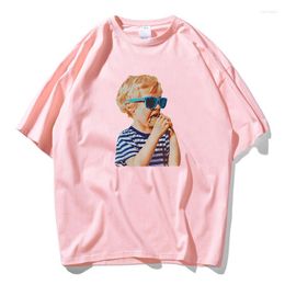 Men's T Shirts Fashion INS Style Funny Lollipop Boy Print Men Cotton Lovers Top Tee Skateboard Blue Pink Red T-shirt Women