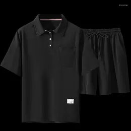 Men's Tracksuits 2023 Tracksuit Men Summer Suits T-shirt And Shorts Golf Wear Pockets Shirts 2pcs Set Plus Size 10XL 11XL For Clothing