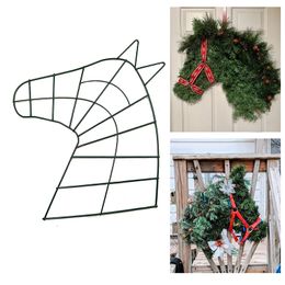 Decorative Flowers & Wreaths 1Pcs Metal Horse Head Shape Wire Flower Wreath Iron Ring Loop Handmade Florist Frame Celebration DIY Garland Ea