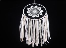 White Handmade Macrame Dream Catcher Wall Hanging Home Car Decor Ornament Hoop Feather Dreamcatcher Hanging Craft Decorative3611170