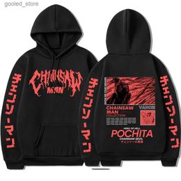 Men's Hoodies Sweatshirts Anime Chainsaw Man Pochita Graphic Hoodies Men's Women's Hooded Sweatshirt Streetwear Cosplay Fleece Loose Casual Tracksuit Q231110