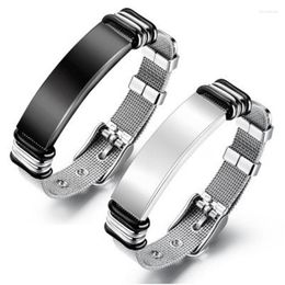 Link Bracelets Men Bracelet Custom Nameplate Stainless Steel Fashion Charm Black Hip Hop Rock Jewelry Wholesale