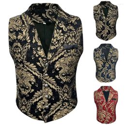 Men's Vests Mens Waistcoat Formal Gothic Steampunk Decorative Pattern Victorian Cosplay Vest Wedding Business Smart Casual Suit