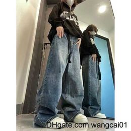 Women's Jeans Harajuku Baggy Fme Jeans Y2K Dark Blue Brown High Waist Streetwear 90S Baggy Trousers Women Pants Straight Wide g Pants 0410H23